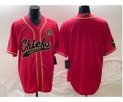 Men's Kansas City Chiefs Blank Red Gold Cool Base Stitched Baseball Jersey