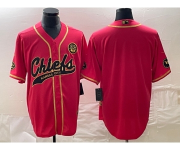 Men's Kansas City Chiefs Blank Red Gold Cool Base Stitched Baseball Jersey