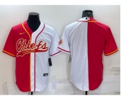 Men's Kansas City Chiefs Blank Red White Two Tone With Patch Cool Base Stitched Baseball Jersey