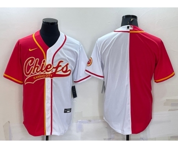 Men's Kansas City Chiefs Blank Red White Two Tone With Patch Cool Base Stitched Baseball Jersey