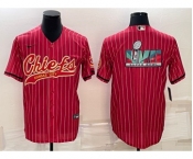 Men's Kansas City Chiefs Blank Red With Super Bowl LVII Big Logo Cool Base Stitched Baseball Jersey