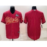 Men's Kansas City Chiefs Blank Red With Super Bowl LVII Patch Cool Base Stitched Baseball Jersey