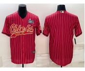 Men's Kansas City Chiefs Blank Red With Super Bowl LVII Patch Cool Base Stitched Baseball Jersey