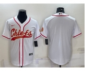 Men's Kansas City Chiefs Blank White With Patch Cool Base Stitched Baseball Jersey