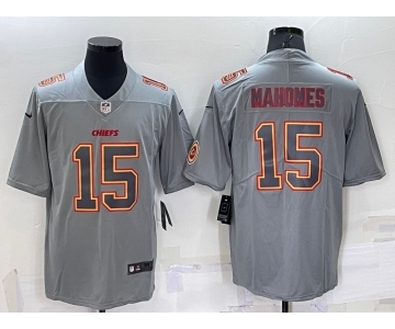 Men's Kansas City Chiefs Patrick Mahomes LOGO Grey Atmosphere Fashion Vapor Untouchable Stitched Limited Jersey