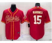 Men's Kansas City Chiefs Patrick Mahomes Red Stitched Cool Base Nike Baseball Jersey