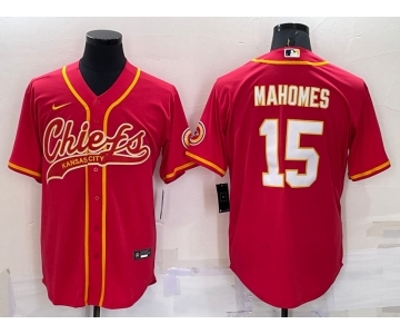 Men's Kansas City Chiefs Patrick Mahomes Red Stitched Cool Base Nike Baseball Jersey