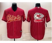 Men's Kansas City Chiefs Red Team Big Logo With Patch Cool Base Stitched Baseball Jersey