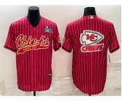 Men's Kansas City Chiefs Red Team Big Logo With Super Bowl LVII Patch Cool Base Stitched Baseball Jersey