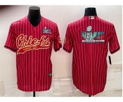 Men's Kansas City Chiefs Red With Super Bowl LVII Big Logo Cool Base Stitched Baseball Jersey