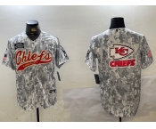 Men's Kansas City Chiefs Team Logo 2024 Arctic Camo Salute to Service Stitched Baseball Jerseys