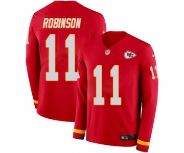 Men's Nike Kansas City Chiefs #11 Demarcus Robinson Limited Red Therma Long Sleeve NFL Jersey