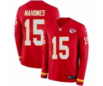 Men's Nike Kansas City Chiefs #15 Patrick Mahomes II Limited Red Therma Long Sleeve NFL Jersey