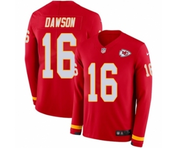 Men's Nike Kansas City Chiefs #16 Len Dawson Limited Red Therma Long Sleeve NFL Jersey