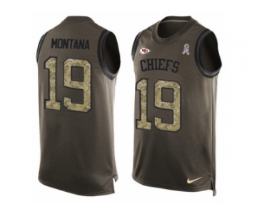 Men's Nike Kansas City Chiefs #19 Joe Montana Limited Green Salute to Service Tank Top NFL Jersey