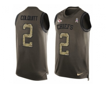 Men's Nike Kansas City Chiefs #2 Dustin Colquitt Limited Green Salute to Service Tank Top NFL Jersey