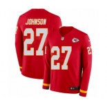 Men's Nike Kansas City Chiefs #27 Larry Johnson Limited Red Therma Long Sleeve NFL Jersey