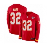 Men's Nike Kansas City Chiefs #32 Spencer Ware Limited Red Therma Long Sleeve NFL Jersey