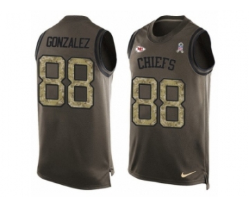 Men's Nike Kansas City Chiefs #88 Tony Gonzalez Limited Green Salute to Service Tank Top NFL Jersey