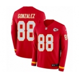 Men's Nike Kansas City Chiefs #88 Tony Gonzalez Limited Red Therma Long Sleeve NFL Jersey