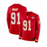 Men's Nike Kansas City Chiefs #91 Derrick Nnadi Limited Red Therma Long Sleeve NFL Jersey