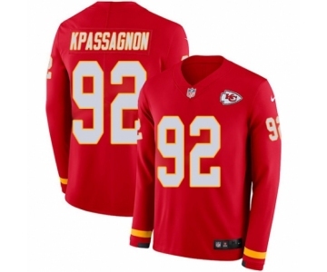 Men's Nike Kansas City Chiefs #92 Tanoh Kpassagnon Limited Red Therma Long Sleeve NFL Jersey