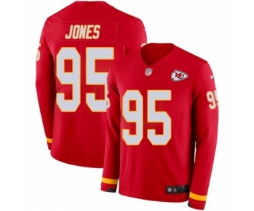 Men's Nike Kansas City Chiefs #95 Chris Jones Limited Red Therma Long Sleeve NFL Jersey