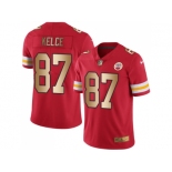 Nike Kansas City Chiefs #87 Travis Kelce Red Men's Stitched NFL Limited Gold Rush Jersey