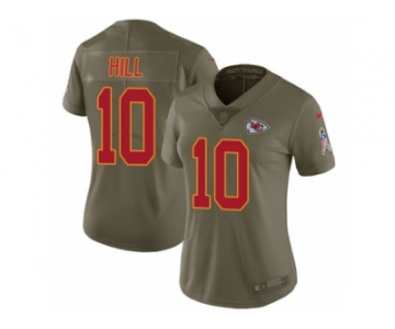 Women Nike Kansas City Chiefs #10 Tyreek Hill Limited Olive 2017 Salute to Service NFL Jersey