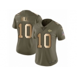 Women Nike Kansas City Chiefs #10 Tyreek Hill Limited Olive Gold 2017 Salute to Service NFL Jersey