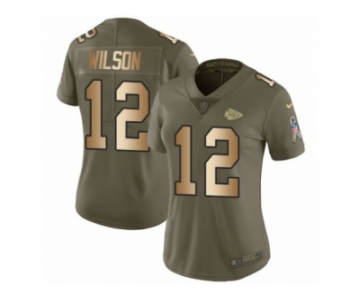 Women Nike Kansas City Chiefs #12 Albert Wilson Limited Olive Gold 2017 Salute to Service NFL Jersey