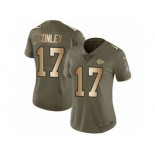 Women Nike Kansas City Chiefs #17 Chris Conley Limited Olive Gold 2017 Salute to Service NFL Jersey