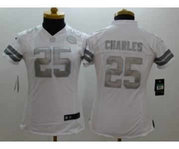 Women Nike Kansas City Chiefs #25 Jamaal Charles Platinum White Jerseys