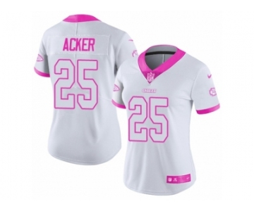 Women Nike Kansas City Chiefs #25 Kenneth Acker Limited White Pink Rush Fashion NFL Jersey