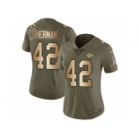 Women Nike Kansas City Chiefs #42 Anthony Sherman Limited Olive Gold 2017 Salute to Service NFL Jersey