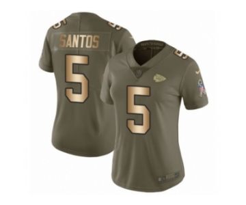 Women Nike Kansas City Chiefs #5 Cairo Santos Limited Olive Gold 2017 Salute to Service NFL Jersey