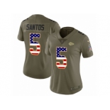 Women Nike Kansas City Chiefs #5 Cairo Santos Limited Olive USA Flag 2017 Salute to Service NFL Jersey