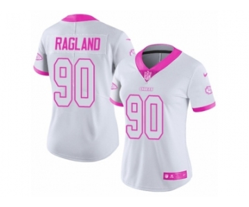 Women Nike Kansas City Chiefs #90 Reggie Ragland Limited White Pink Rush Fashion NFL Jersey