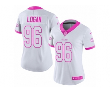 Women Nike Kansas City Chiefs #96 Bennie Logan Limited White Pink Rush Fashion NFL Jersey