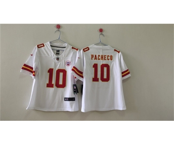 Women's Kansas City Chiefs #10 Isiah Pacheco White Vapor Untouchable Limited Stitched Jersey