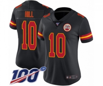 Women's Kansas City Chiefs #10 Tyreek Hill Limited Black Rush Vapor Untouchable 100th Season Football Jersey