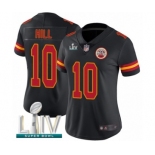 Women's Kansas City Chiefs #10 Tyreek Hill Limited Black Rush Vapor Untouchable Super Bowl LIV Bound Football Jersey