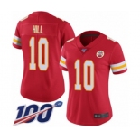 Women's Kansas City Chiefs #10 Tyreek Hill Red Team Color Vapor Untouchable Limited Player 100th Season Football Jersey