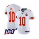 Women's Kansas City Chiefs #10 Tyreek Hill White Vapor Untouchable Limited Player 100th Season Football Jersey