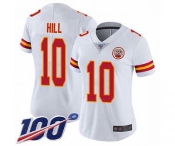 Women's Kansas City Chiefs #10 Tyreek Hill White Vapor Untouchable Limited Player 100th Season Football Jersey