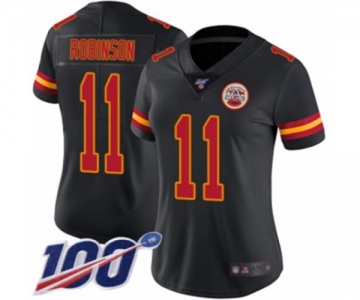 Women's Kansas City Chiefs #11 Demarcus Robinson Limited Black Rush Vapor Untouchable 100th Season Football Jersey