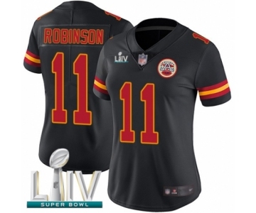 Women's Kansas City Chiefs #11 Demarcus Robinson Limited Black Rush Vapor Untouchable Super Bowl LIV Bound Football Jersey