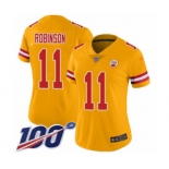 Women's Kansas City Chiefs #11 Demarcus Robinson Limited Gold Inverted Legend 100th Season Football Jersey