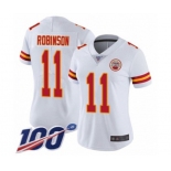 Women's Kansas City Chiefs #11 Demarcus Robinson White Vapor Untouchable Limited Player 100th Season Football Jersey