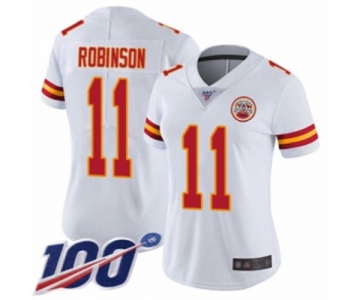 Women's Kansas City Chiefs #11 Demarcus Robinson White Vapor Untouchable Limited Player 100th Season Football Jersey